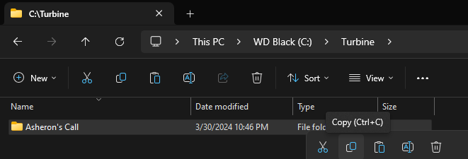 Copying the Asheron's Call folder