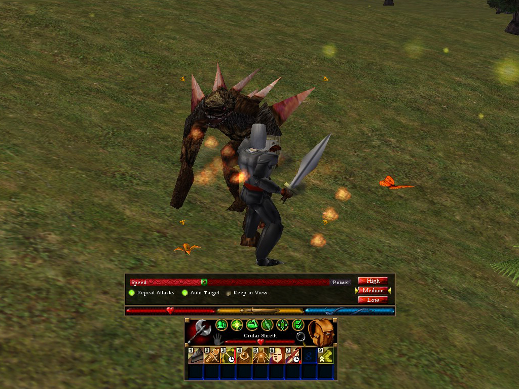 Blademaster, in melee combat, using active abilities