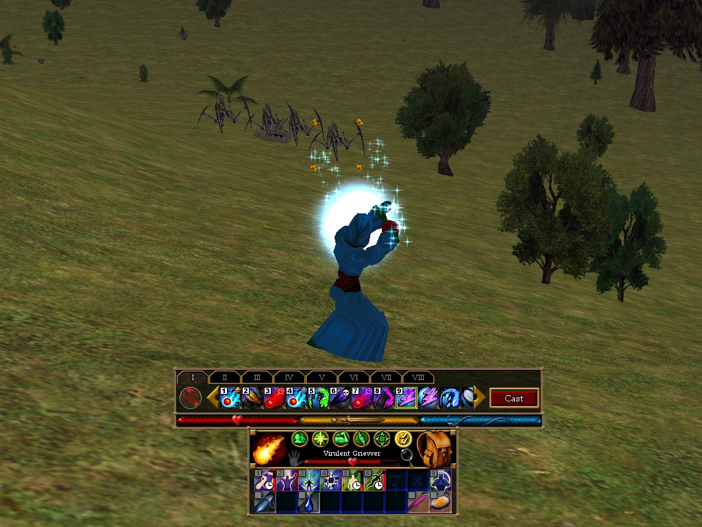 Sorcerer, in spell combat, using active abilities